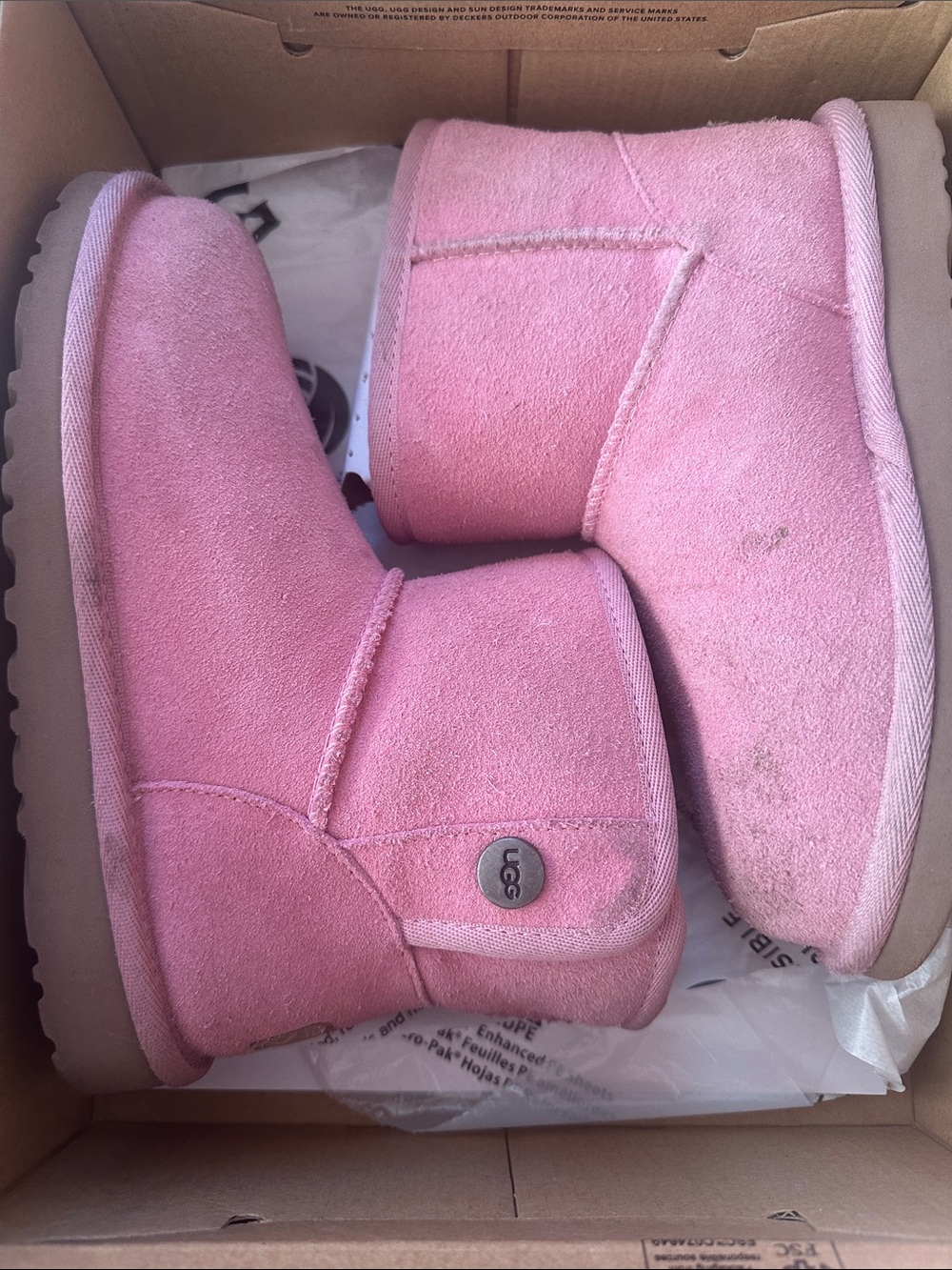 UGG Kids Pink Suede Short Boots